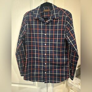 Fairlane & Sons Men's Navy and Red Plaid Shirt Size M